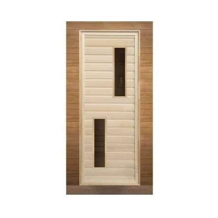 Дверь для бани липа с 2-мя стеклами (кор. хвоя) 1900x700 (без петель) купить в Мозыре