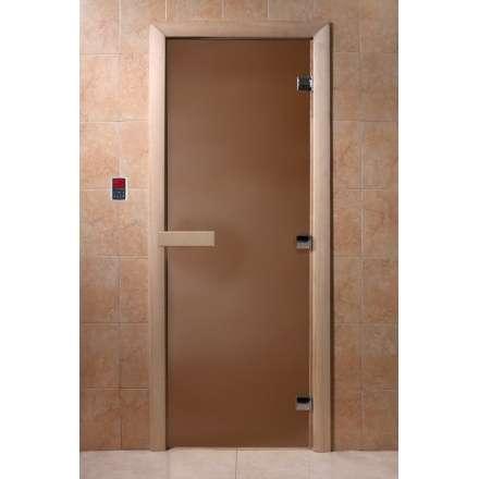 Дверь для сауны Doorwood Теплая ночь 1900x800 (коробка листва, стекло 8 мм, 3 петли) в Мозыре