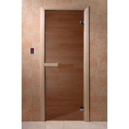 Дверь для бани и сауны Doorwood Бронза 1900x700 (хвоя, стекло 6 мм, 2 петли) в Мозыре