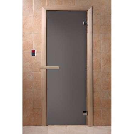 Дверь для бани Doorwood Графит матовый 1900x700 мм (коробка хвоя, стекло 6 мм, 2 петли) в Мозыре