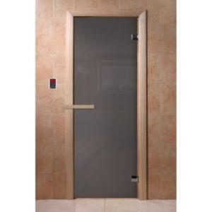 Дверь для бани Doorwood Графит 1900x700 мм (коробка хвоя, стекло 8 мм, 2 петли) в Мозыре
