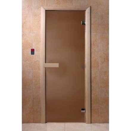 Дверь для бани стеклянная Doorwood Бронза матовая 1800x700 (хвоя, стекло 6 мм, 2 петли) в Мозыре