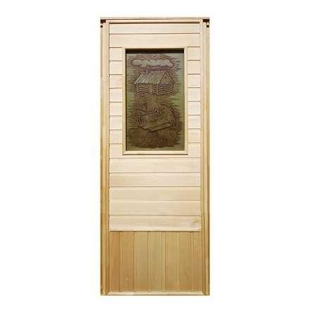 Дверь деревянная для бани DoorWood Эконом 1840x740 со стеклом ФП Изба в Мозыре