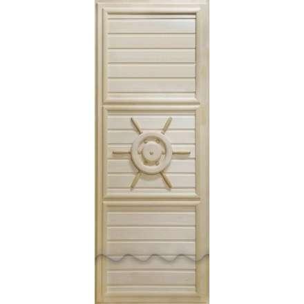 Дверь деревянная для бани DoorWood Штурвал 1840x740 без иллюминатора Эконом в Мозыре
