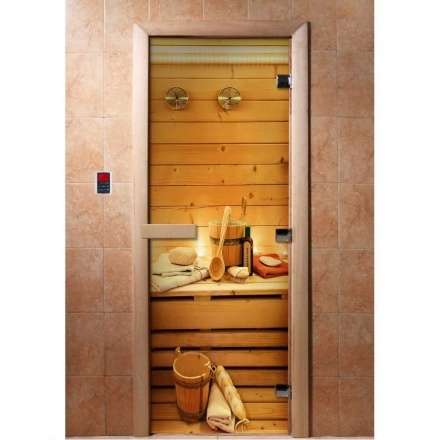 Дверь для сауны Doorwood с фотопечатью A033 1900x700 в Мозыре