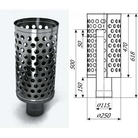 Каменка натрубная ДИЗЕЛЬ, ф115, 1/0,5мм, нерж/нерж в Мозыре