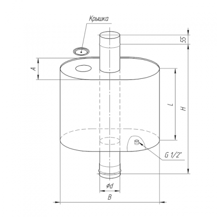 Бак Ferrum Комфорт эллиптический с трубой 50 л в Мозыре