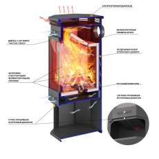 Печь-Камин ASTON 11кВт (180 м3) угловой в Мозыре