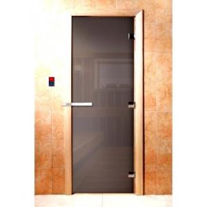 Дверь для сауны Doorwood Сумерки Графит прозрачный 1800x700 (стекло 8 мм, 3 петли) в Мозыре