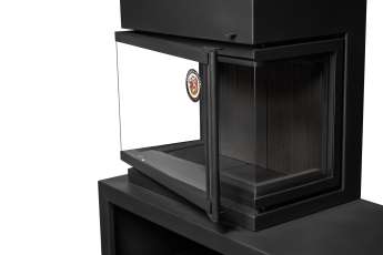 Камин МАДРИД на дровнике Гигант слева черный\белый шамот в Мозыре