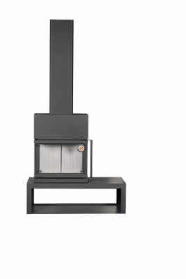 Камин МАДРИД на дровнике Гигант слева черный\белый шамот в Мозыре