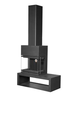 Камин МАДРИД на дровнике Гигант слева черный\белый шамот в Мозыре
