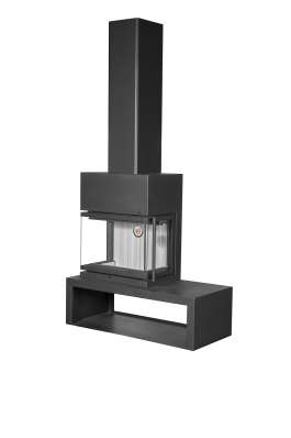 Камин МАДРИД на дровнике Гигант слева черный\белый шамот в Мозыре