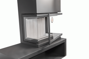 Камин МАДРИД на дровнике Гигант справа черный\белый шамот в Мозыре