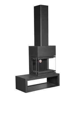 Камин МАДРИД на дровнике Гигант справа черный\белый шамот в Мозыре