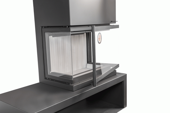 Камин МАДРИД на дровнике Гигант справа черный\белый шамот в Мозыре