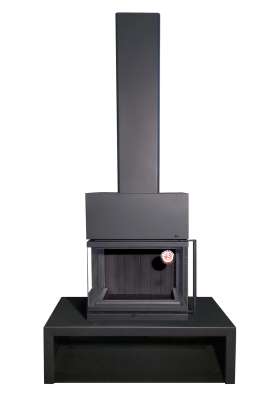 Камин МАДРИД на дровнике Гигант центральный черный\белый шамот в Мозыре