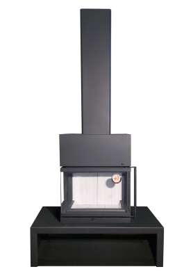 Камин МАДРИД на дровнике Гигант центральный черный\белый шамот в Мозыре