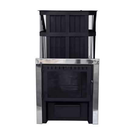 Печь банная Сибирь-24 c закрытой каменкой, панорамная дверца в Мозыре