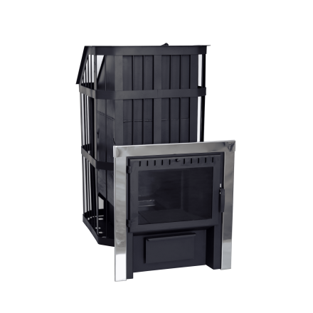 Печь банная Сибирь-24 c закрытой каменкой, панорамная дверца в Мозыре