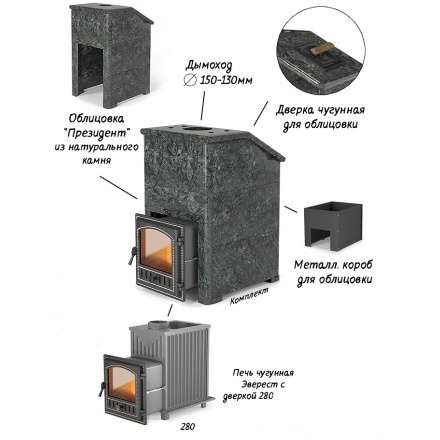 Комплект Президент Везувий Эверест 24 (280) Пироксенит в Мозыре