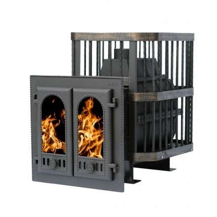 Печь банная Сибирь-24 с двухстворчатой каминной дверцей Амазонка бай фото в Мозыре