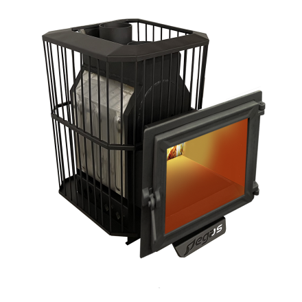 Банная печь Пегас 16 панорама нерж сетка фото в Мозыре