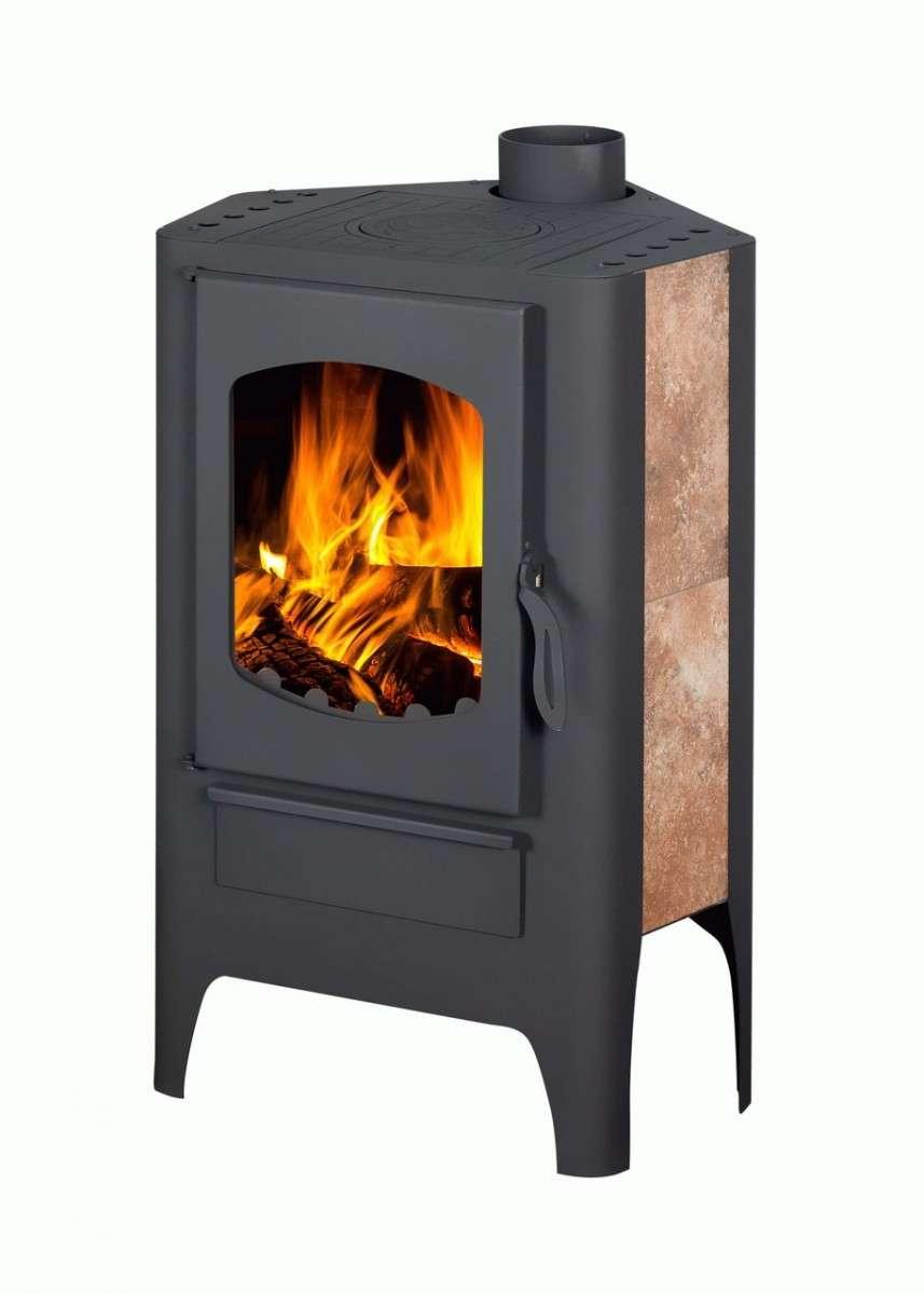 Печь-камин Бавария Эко угловая с плитой одна конфорка фото в Мозыре