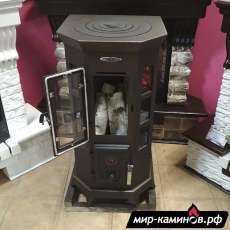 Недорогая стальная печь Термофор Статика Секста, чёрная бронза фото в интерьере в Мозыре