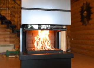 Стальной большой камин Родос 800 черный фото в Мозыре