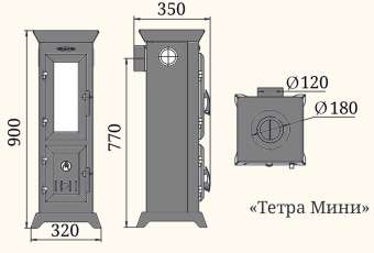 Отопительная печь Термофор Статика Тетра Мини, чёрная бронза фото в Мозыре