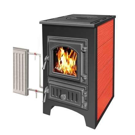 Печь-камин Везувий ПК-01 (270) с плитой и т/о красный 9 кВт купить в Мозыре