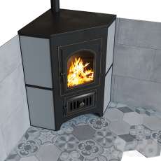Купить печь-камин Везувий ПК-01 (220) с конфоркой угловой талькохлорит в Мозыре фото в Мозыре