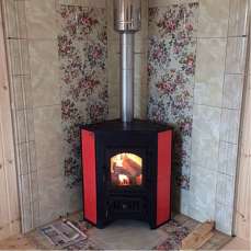 Купить Печь-камин Везувий ПК-01 (220) угловой красный 9 кВт в Мозыре в Мозыре