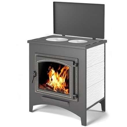 Печь-камин Везувий ПК-04 (240) с плитой беж 12 кВт Амазонка бай фото в Мозыре