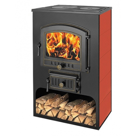Печь-камин Везувий ПК-03 (224) с плитой красный 12 кВт Амазонка бай фото в Мозыре