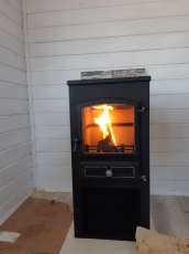 Стальной печь-камин со стеклом ЭТНА (БКД) с плитой фото в Мозыре