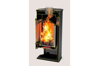 Стальной недорогой камин с дровницей Теплодар Румба фото в Мозыре