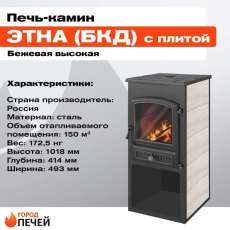 Стальной печь-камин ЭТНА (БКД) с плитой и ТО фото  в Мозыре