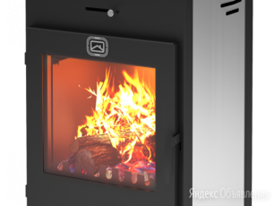 Стальной недорогой камин со стеклом и дровницей Теплодар Танго плюс фото в Мозыре