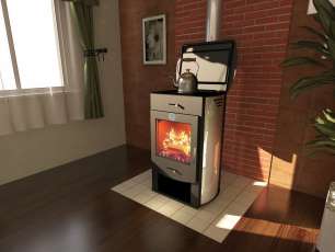 Стальной недорогой камин со стеклом Теплодар Танго плюс фото в Мозыре