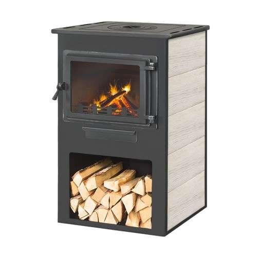 Печь-камин ЭТНА (Панорама) с плитой Амазонка бай фото в Мозыре