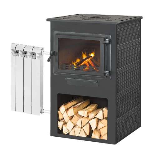 Печь-камин ЭТНА (Панорама) с плитой и ТО Амазонка бай фото в Мозыре