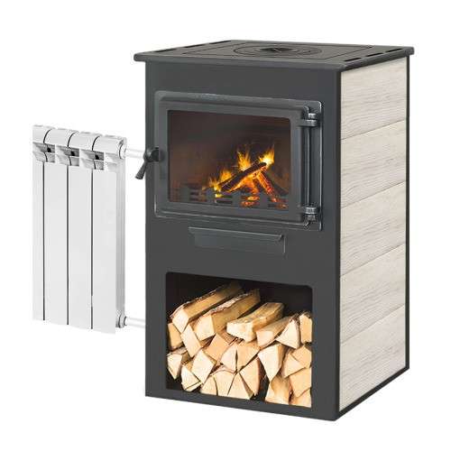 Печь-камин ЭТНА (Панорама) с плитой и ТО Амазонка бай фото в Мозыре