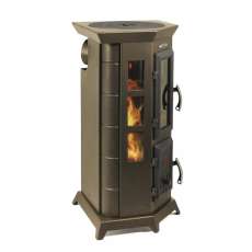 Отопительная недорогая печь Термофор Статика Квинта, чёрная бронза фото с боку в Мозыре