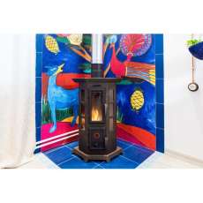 Угловая стальная печь Термофор Статика Квинта, чёрная бронза фото в Мозыре