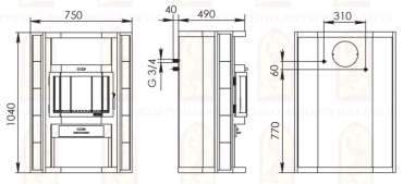 Купить недорогой камин с теплообменником Мета-Бел АОТВ 9.0-03 Печора-Аква в Мозыре фото в Мозыре