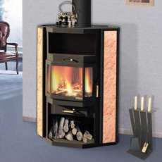 Недорогой большой камин с шамотом Печора Мета Бел фото в интерьере в Мозыре