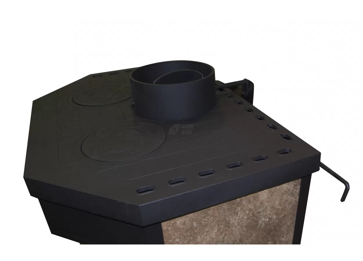 Печь-камин с дровницей Бавария призматик с плитой фото в Мозыре