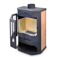 Стальной камин с шамотом Бавария призматик с плитой фото в Мозыре